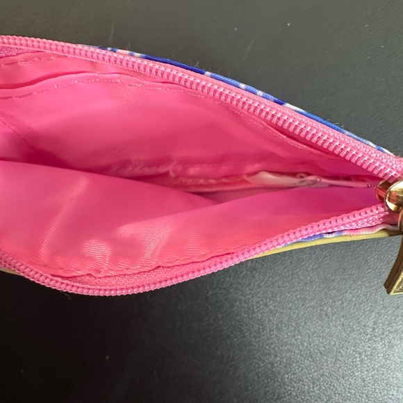 Lilly Pulitzer Shade Seekers ID Case Blue Pink Tropical Print Keychain - Picture 4 of 4